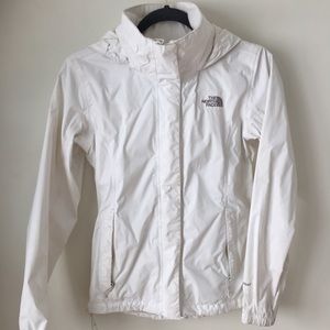 North Face white rain coat
